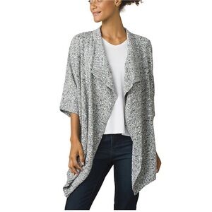 Prana Birdie marled black open front sweater Size Small